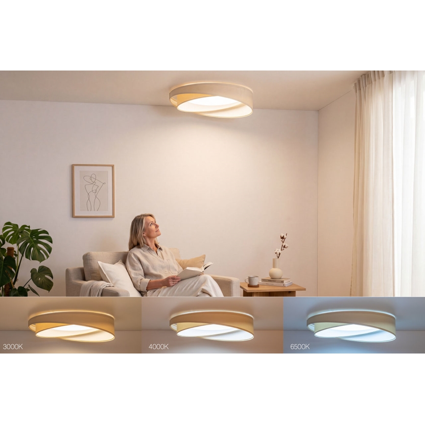 LED prigušiva plafonska svetiljka SMART GALAXY MODERN LED/24W/230V 3000-6500K prečnik 55 cm krem/bela + daljinski upravljač