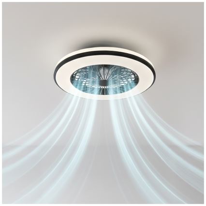 LED prigušiva plafonsko svetlo sa ventilatorom VENTELUX LED/48W/230V 3000/4000/6500K pr. 48,5 cm crno + daljinski upravljač