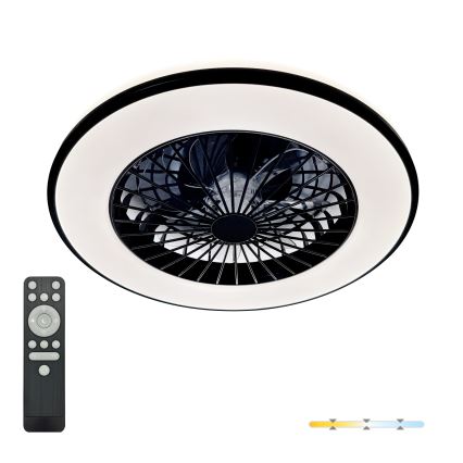 LED prigušiva plafonsko svetlo sa ventilatorom VENTELUX LED/48W/230V 3000/4000/6500K pr. 48,5 cm crno + daljinski upravljač