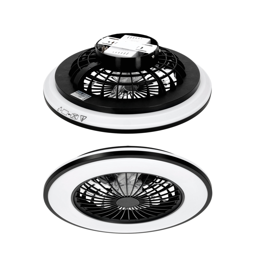LED prigušiva plafonsko svetlo sa ventilatorom VENTELUX LED/48W/230V 3000/4000/6500K pr. 48,5 cm crno + daljinski upravljač