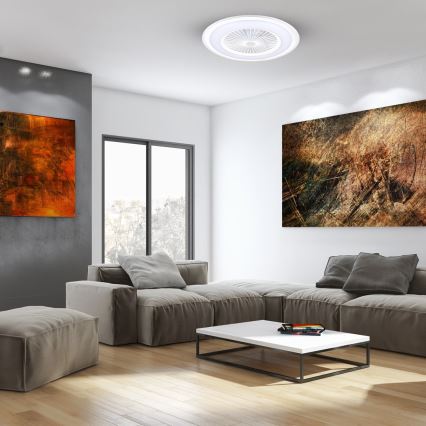 LED prigušiva plafonska svetiljka sa ventilatorom ZONDA LED/48W/230V 3000-6000K bela + daljinski upravljač