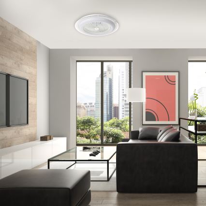 LED prigušiva plafonska svetiljka sa ventilatorom ZONDA LED/48W/230V 3000-6000K bela + daljinski upravljač