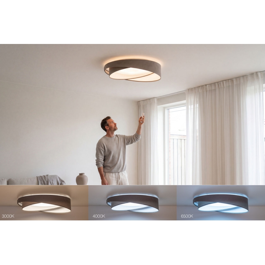 LED prigušiva plafonska svetiljka SMART GALAXY MODERN LED/24W/230V 3000-6500K pr. 55 cm siva/bela + daljinski upravljač