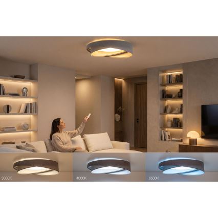 LED prigušiva plafonska svetiljka SMART GALAXY MODERN LED/24W/230V 3000-6500K prečnik 55 cm siva/srebrna + daljinski upravljač