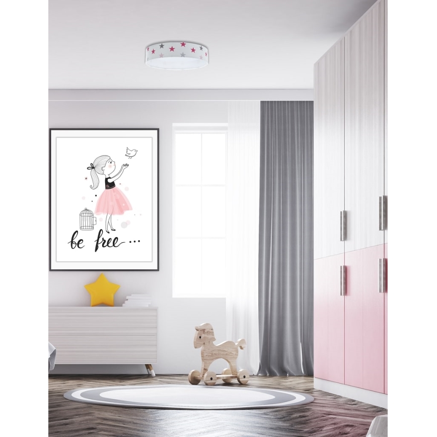LED prigušiva dečije plafonsko svetlo SMART GALAXY KIDS LED/24W/230V 3000-6500K zvezdice bela/ružičasta/siva + daljinski upravljač