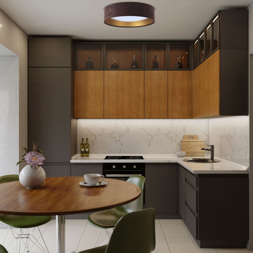 LED prigušiva stropna svetiljka SMART GALAXY LED/24W/230V prečnik 45 cm 2700-6500K Wi-Fi Tuya braon/zlatna + daljinski upravljač