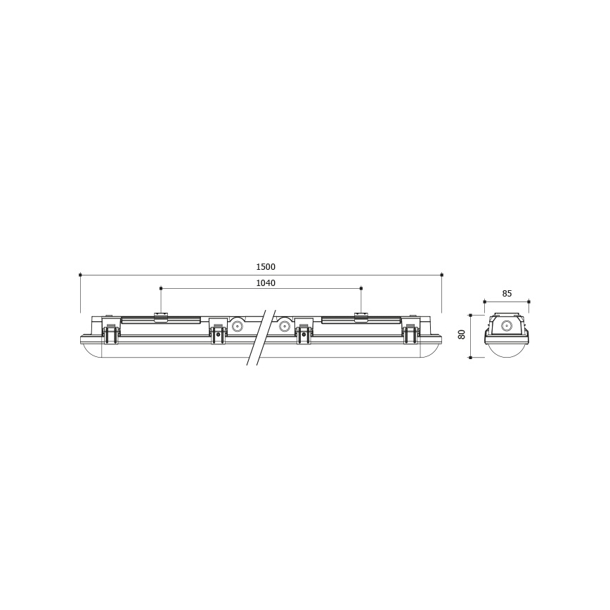 LED prigušiva tehnička svetiljka LED/35/44/53/60W/230V IP66 150 cm