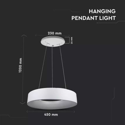 LED prigušiva viseći luster na sajli LED/20W/230V
