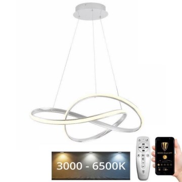 LED prigušiva viseći luster na sajli LED/70W/230V 3000-6500K prečnik 60 cm beo + daljinski upravljač