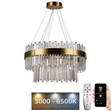 LED prigušivi kristalni luster na sajli LED/80W/230V 3000-6500K + daljinski upravljač