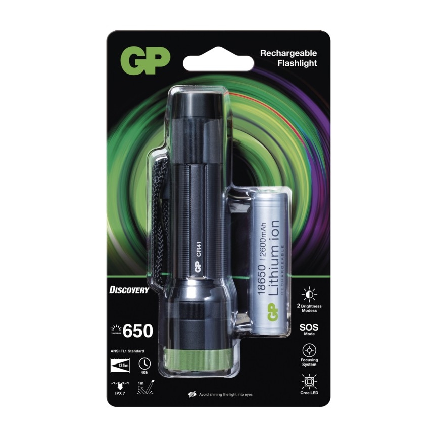 LED punjiva baterijska lampa GP DISCOVERY CR41 LED/Li-ion 3,7V IPX7