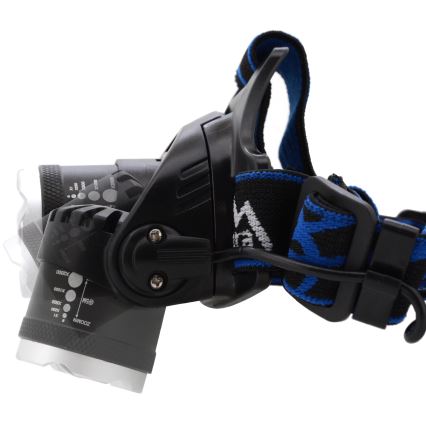 LED punjiva čelna lampa LED/6W/7,4V 5600 mAh IP44 crna/plava