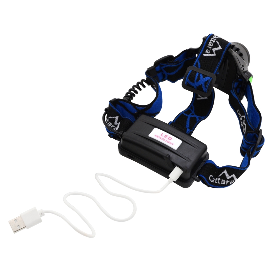 LED punjiva čelna lampa LED/6W/7,4V 5600 mAh IP44 crna/plava