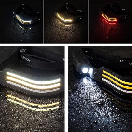 LED Prigušiva punjiva čelovka sa senzorom i crvenim svetlom 4xLED/5V IP44 300 lm 1200 mAh