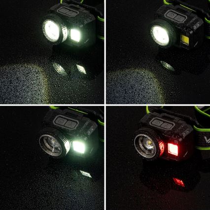 Punjiva LED čelna lampa, prigušiva, sa senzorom i crvenim svetlom LED/6W/5V/3xAAA IP66 500 lm 1200 mAh