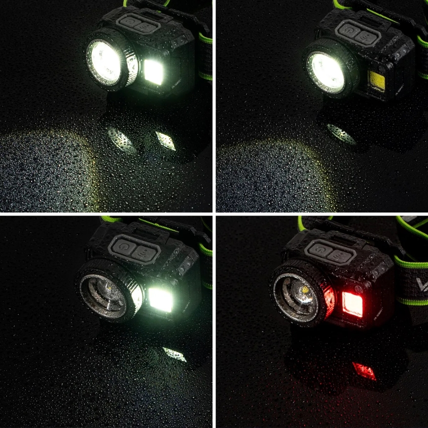 Punjiva LED čelna lampa, prigušiva, sa senzorom i crvenim svetlom LED/6W/5V/3xAAA IP66 500 lm 1200 mAh