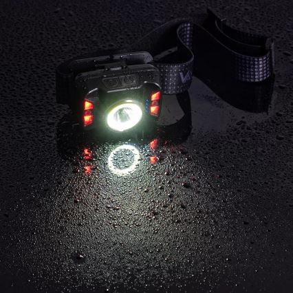 LED prigušiva punjiva čeona lampa sa senzorom i crvenim svetlom LED/15W/5V IP66 430 lm 1800 mAh