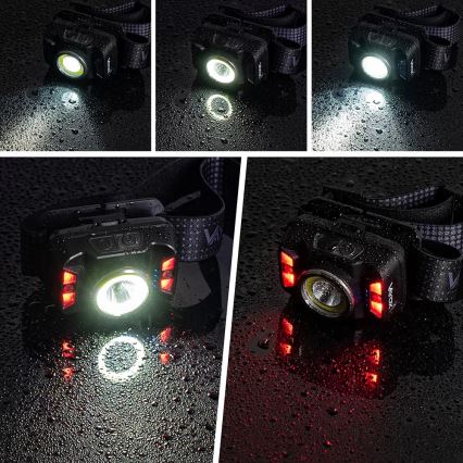 LED prigušiva punjiva čeona lampa sa senzorom i crvenim svetlom LED/15W/5V IP66 430 lm 1800 mAh