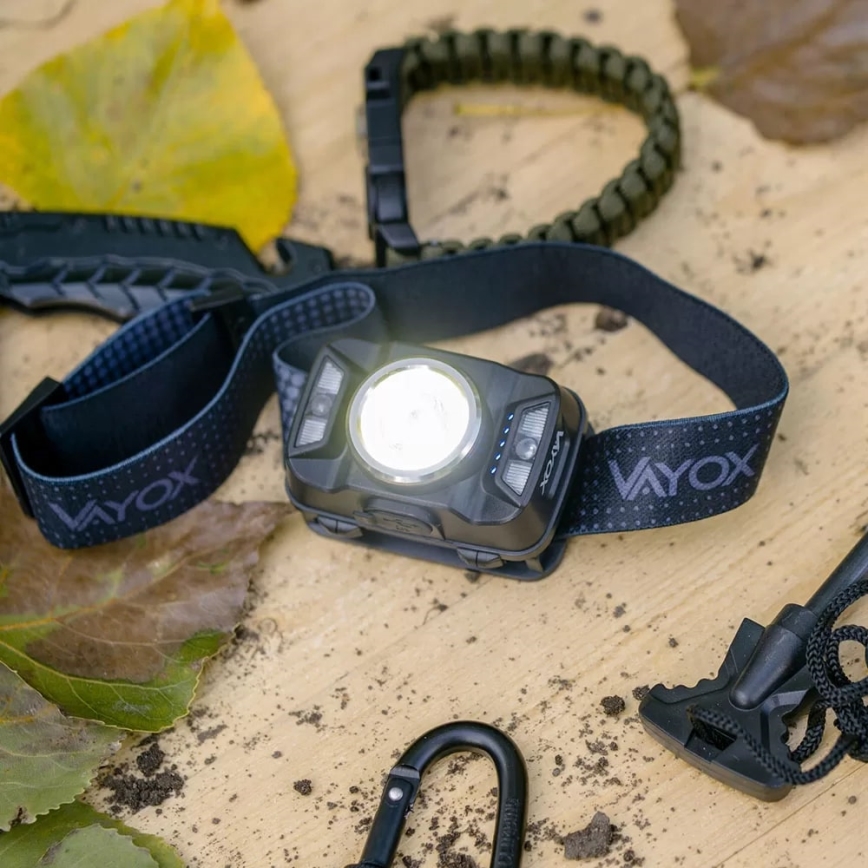 LED prigušiva punjiva čeona lampa sa senzorom i crvenim svetlom LED/15W/5V IP66 430 lm 1800 mAh