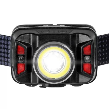LED prigušiva punjiva čeona lampa sa senzorom i crvenim svetlom LED/15W/5V IP66 430 lm 1800 mAh