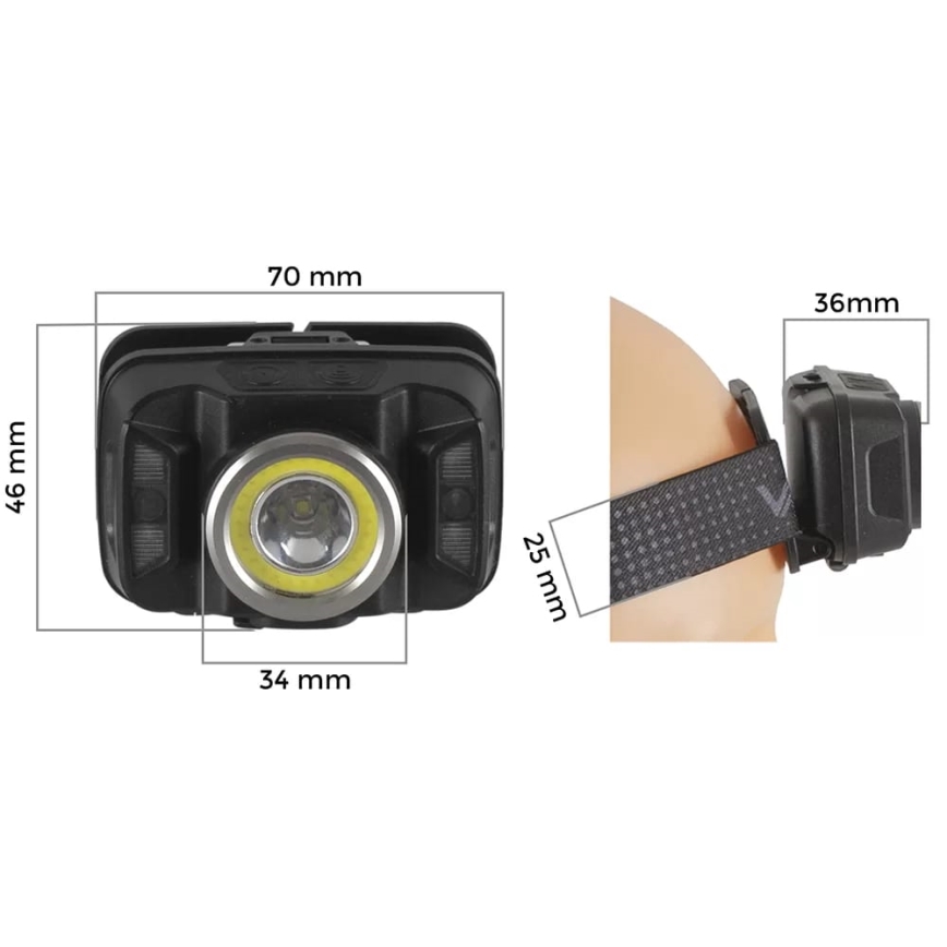 LED prigušiva punjiva čeona lampa sa senzorom i crvenim svetlom LED/15W/5V IP66 430 lm 1800 mAh