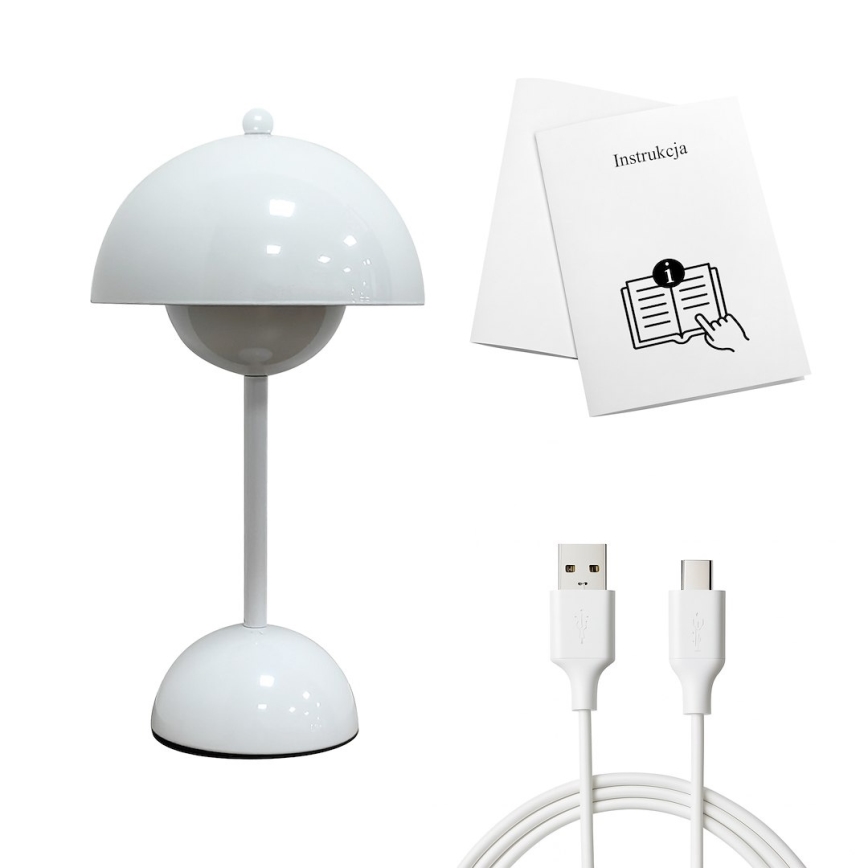 LED punjiva dodirna stona lampa COSTA LED/3W/5V 2400 mAh 3000-6000K bela