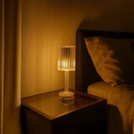 LED punjiva dodirna stona lampa SIMPLE LED/1W/5V 2400 mAh 3000-6000K prozirna