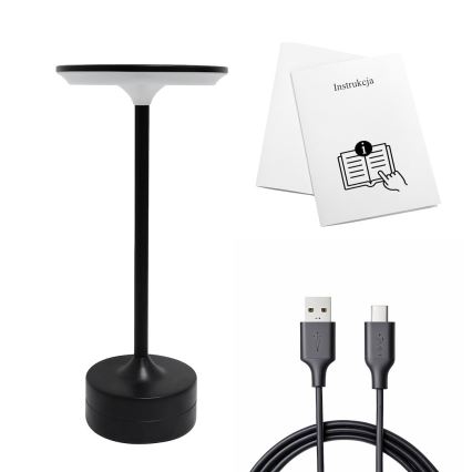 LED punjiva dodirna stona lampa TAVOLO LED/2,5W/5V 2400 mAh 3000-6000K crna