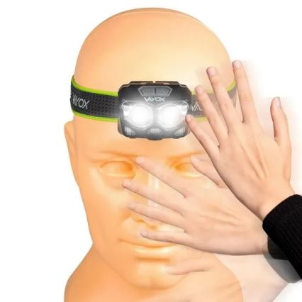 LED prigušiva punjiva čelna lampa sa senzorom i crvenim svetlom 2xLED/5W/5V/3xAAA IP65 500 lm 1200 mAh