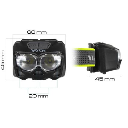 LED prigušiva punjiva čelna lampa sa senzorom i crvenim svetlom 2xLED/5W/5V/3xAAA IP65 500 lm 1200 mAh