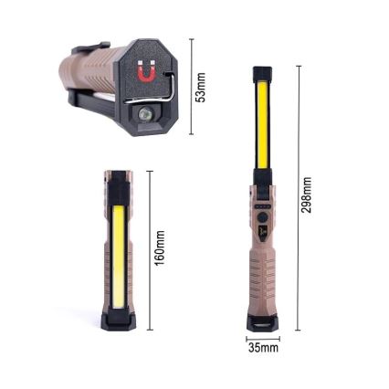 LED prigušiva punjiva radna baterijska lampa sa funkcijom powerbanke LED/4W/5V IPX4 600 lm 2000 mAh