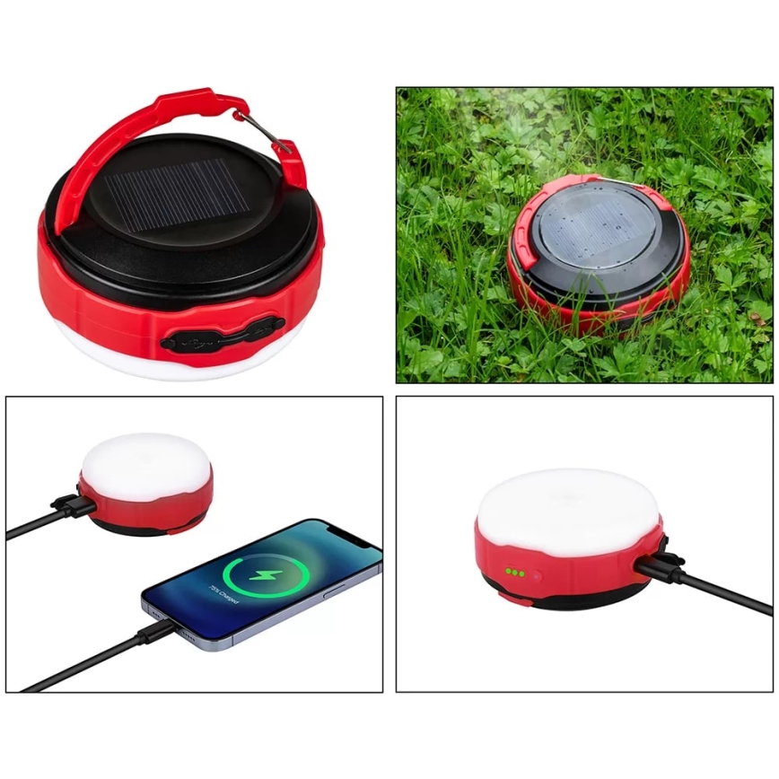 LED prigušiva punjiva solarna svetiljka sa funkcijom powerbanke LED/3W/5V 3000/4000/6500K IPX6 500 lm 2000 mAh