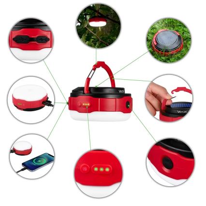 LED prigušiva punjiva solarna svetiljka sa funkcijom powerbanke LED/3W/5V 3000/4000/6500K IPX6 500 lm 2000 mAh