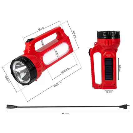 LED punjiva solarna svetiljka LED/7W/230V 400 lm 3200 mAh