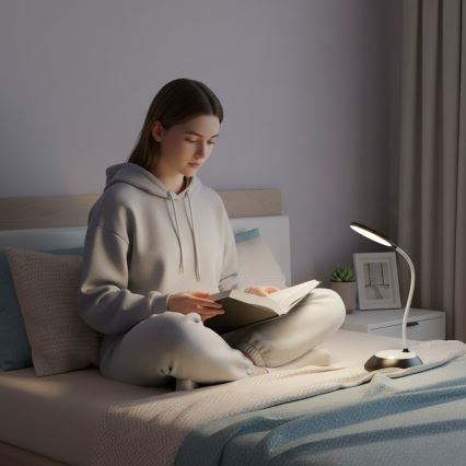 LED prigušiva punjiva stona lampa VISUA LED/5W/5V 3000-5000K 1200 mAh crna