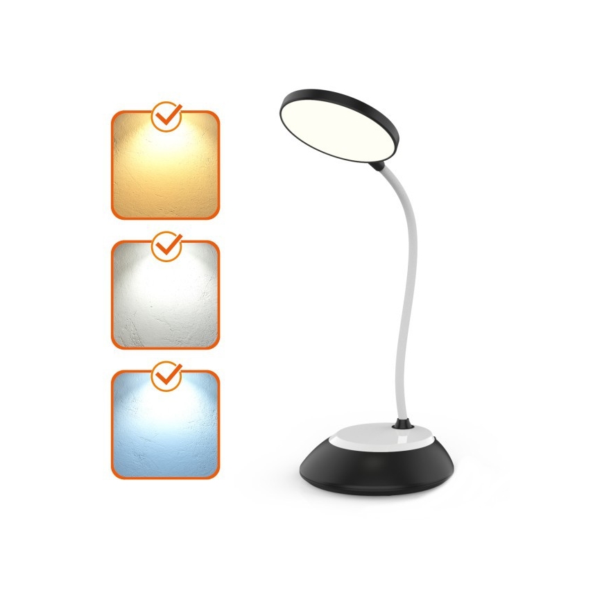 LED prigušiva punjiva stona lampa VISUA LED/5W/5V 3000-5000K 1200 mAh crna