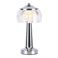 LED punjiva stona lampa na dodir, prigušiva, LED/1W/5V, 3000-6000K, 1800 mAh, sjajni hrom
