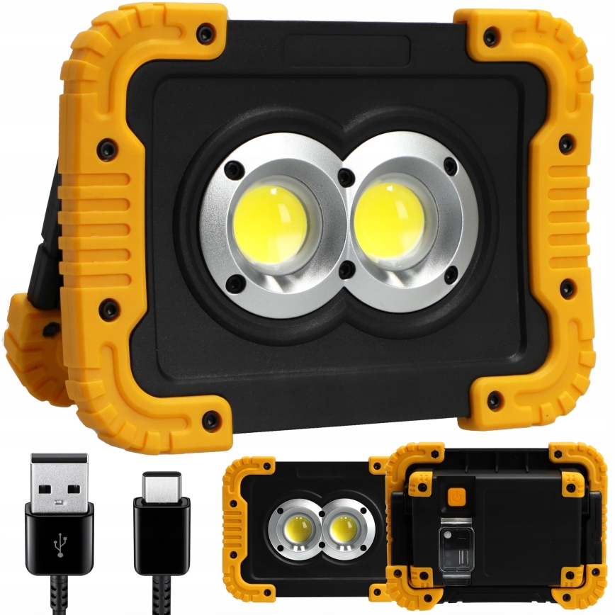 LED punjivi reflektor sa funkcijom powerbanke LED/20W/5V 4400 mAh IP44 crna/žuta
