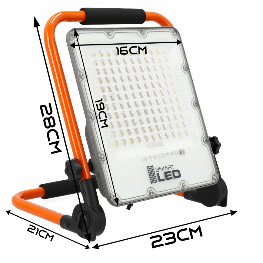 LED punjivi reflektor sa stalkom LED/30W/3,2V 4500K 5000 mAh IP65 narandžasta