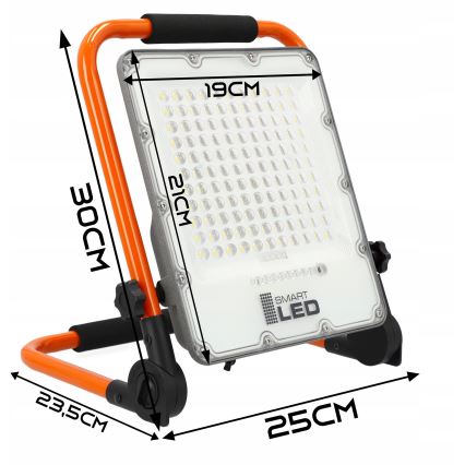 LED punjivi reflektor sa stalkom LED/50W/3,2V 4500K 5000 mAh IP65 narandžasta