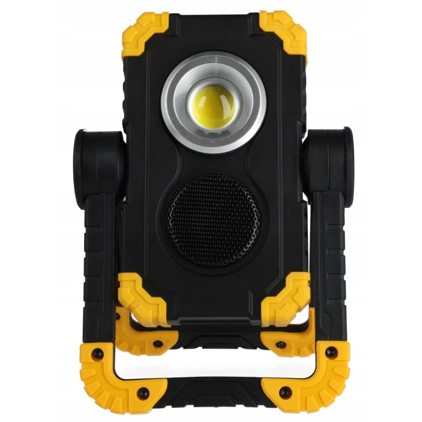 LED punjivi reflektor sa zvučnikom i funkcijom powerbanke LED/10W/5V 4400 mAh IP44 crna/žuta