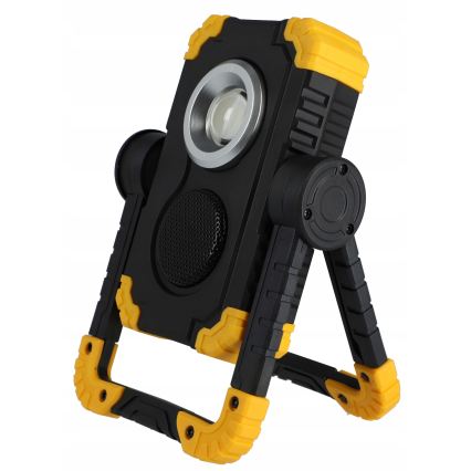 LED punjivi reflektor sa zvučnikom i funkcijom powerbanke LED/10W/5V 4400 mAh IP44 crna/žuta