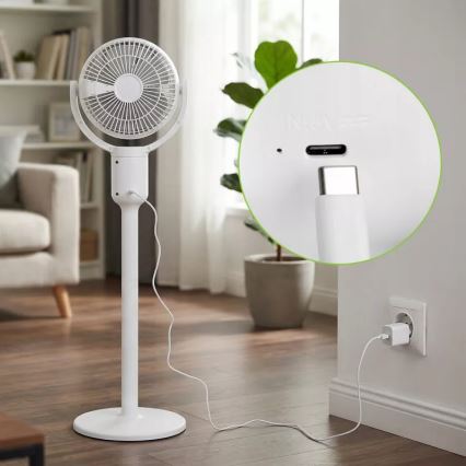 LED Punjivi podni ventilator sa LED osvetljenjem LED/4,8W/5V USB 7200 mAh beli + daljinski upravljač