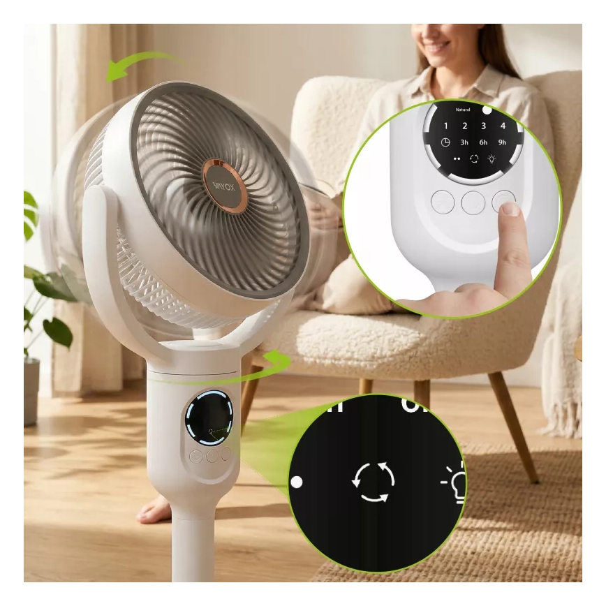 LED Punjivi podni ventilator sa LED osvetljenjem LED/4,8W/5V USB 7200 mAh beli + daljinski upravljač