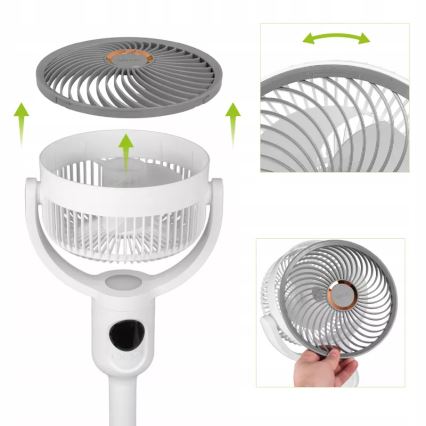 LED Punjivi podni ventilator sa LED osvetljenjem LED/4,8W/5V USB 7200 mAh beli + daljinski upravljač
