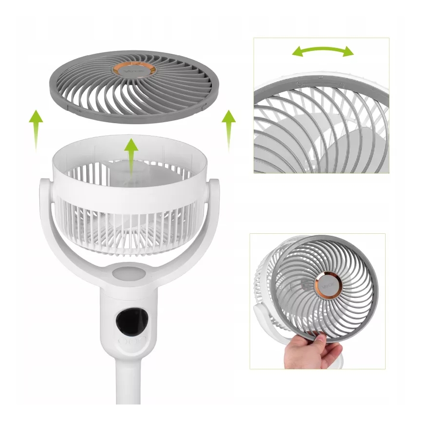 LED Punjivi podni ventilator sa LED osvetljenjem LED/4,8W/5V USB 7200 mAh beli + daljinski upravljač