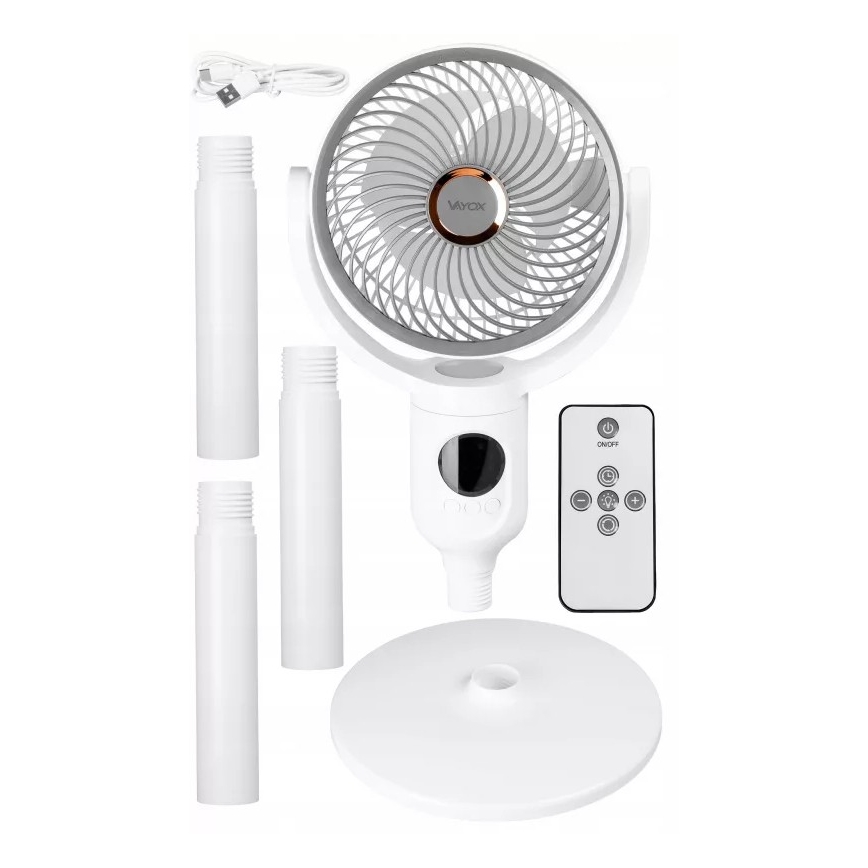 LED Punjivi podni ventilator sa LED osvetljenjem LED/4,8W/5V USB 7200 mAh beli + daljinski upravljač