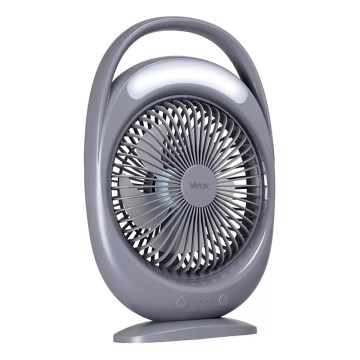 LED Punjivi stoni ventilator sa LED osvetljenjem LED/2,8W/5V USB 2400 mAh siva