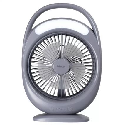 LED Punjivi stoni ventilator sa LED osvetljenjem LED/2,8W/5V USB 2400 mAh siva