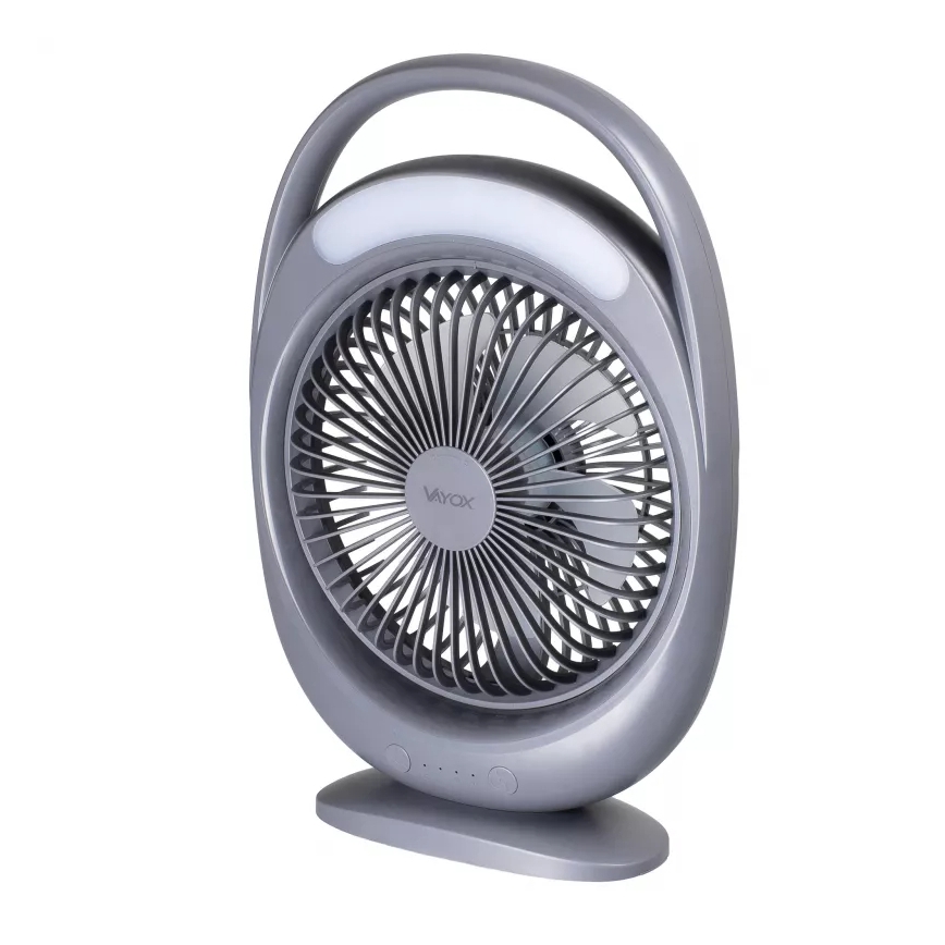 LED Punjivi stoni ventilator sa LED osvetljenjem LED/2,8W/5V USB 2400 mAh siva